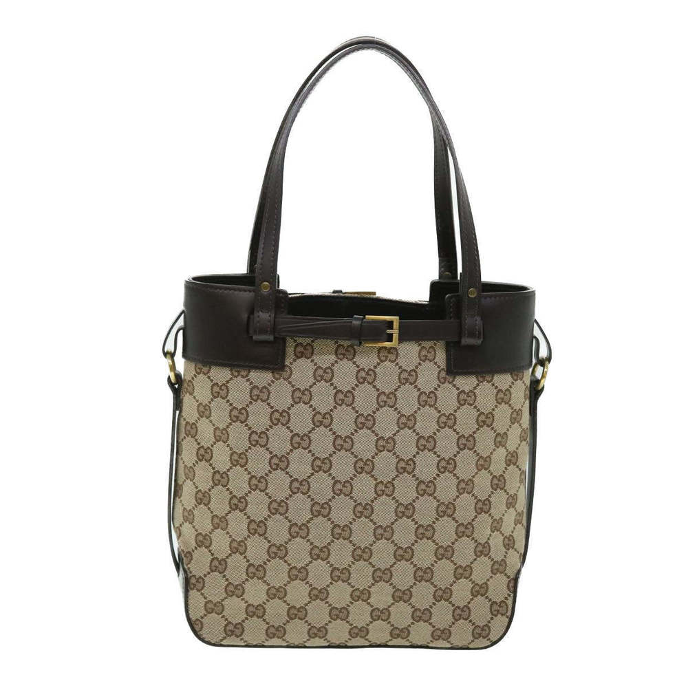 GUCCI Gg Canvas Tote Bag Canvas Leather Beige Brown 107757 Auth Ki3340 - Picture 2 of 16